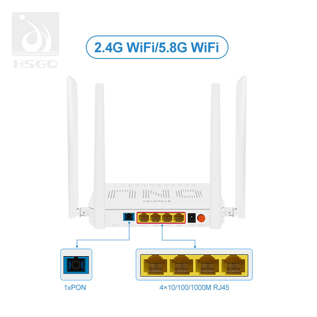 4GE+2,4G+5,8G (1200 м) WiFi XPON ONU